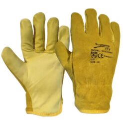 Yellow Split Leather Combo Drivers Gloves