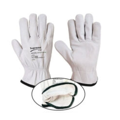 White Un-lined Soft Leather Drivers Work Gloves